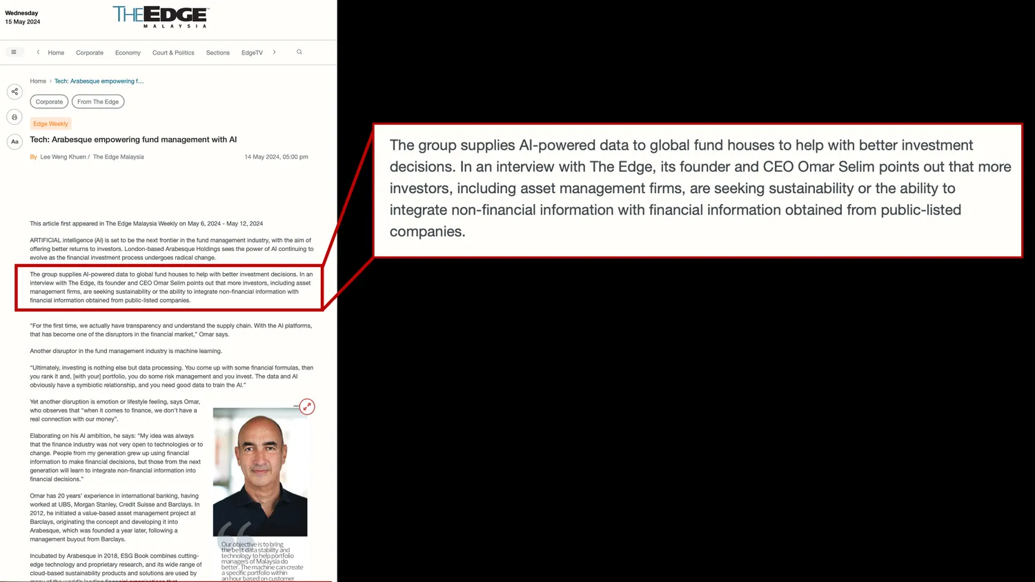 Tech: Arabesque empowering fund management with AI