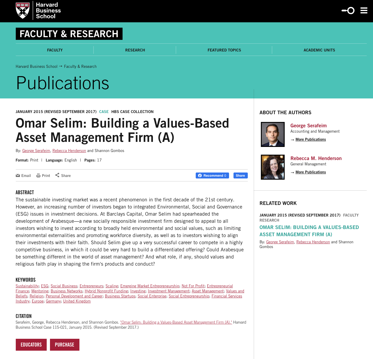 Harvard Business School case study