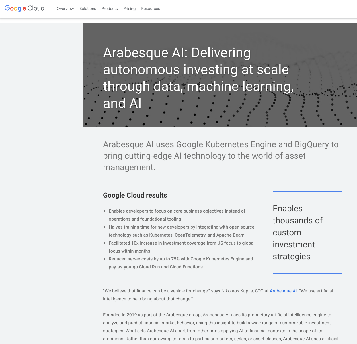 Google case study on Arabesque technology